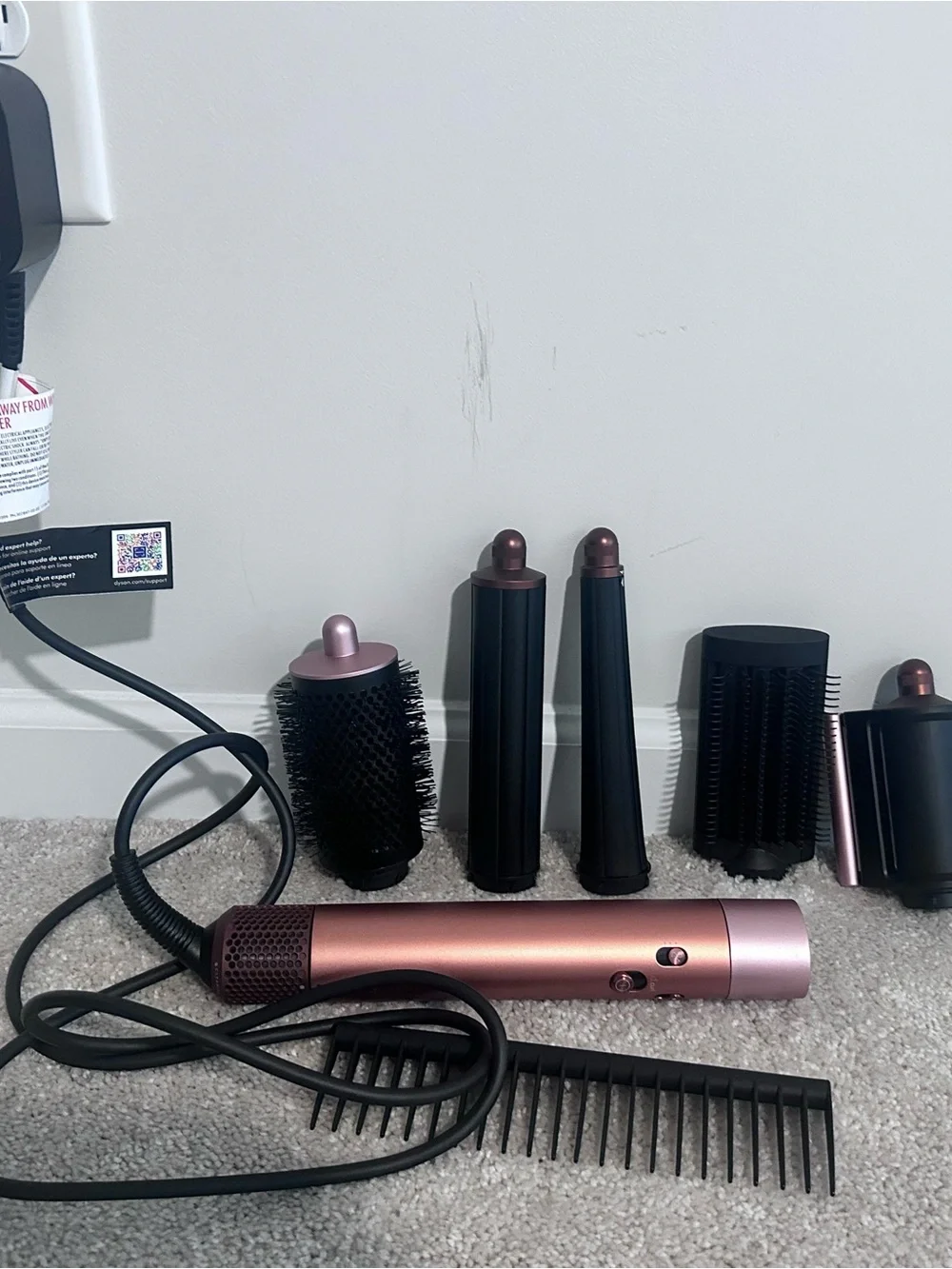 Dyson Airwrap I.d Pink Hair Styling Tool with Black Comb